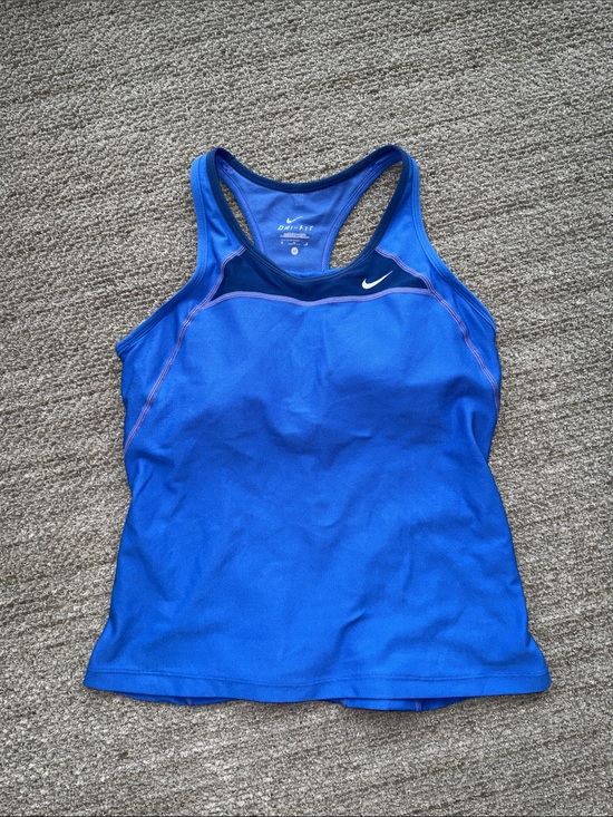 Nike Tops - Nike Blue Racerback Athletic Tank with White Swoosh